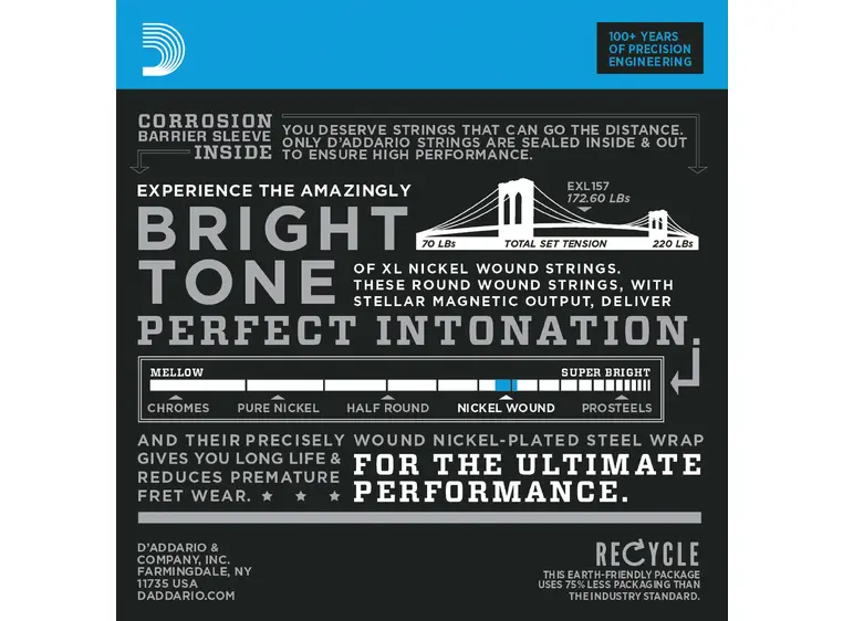 D'Addario EXL157 elgitarstrenger (014-068) (Bariton) 